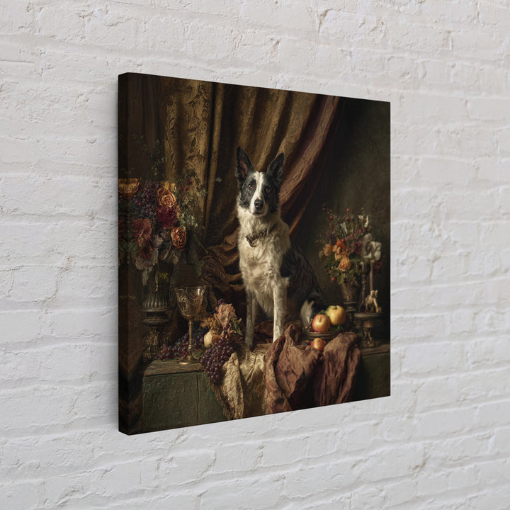 Noble Dog Portrait Framed Canvas Print, Renaissanceinspired Art, Mosaic Wall Art, Living Room Decor, Fine Art, Classic, REN-1x1-68