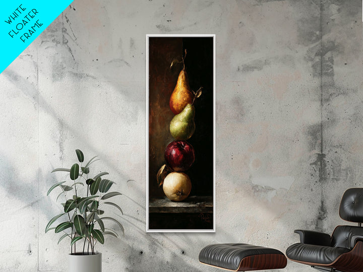 Oil Painted Fruit Still Life on Dark Canvas Print, Renaissanceinspired Art, Living Room Decor, Oil Painting, Classic, REN-1x3-63