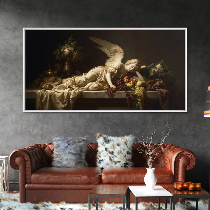 Classical Angel Study Canvas Print, Renaissanceinspired Art, Floral Painting, Living Room Decor, Fine Art, Classic, Art Print, REN-2x1-22
