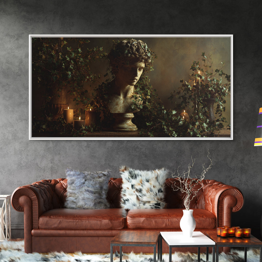 Classical Statue Bust Covered Canvas Print, Renaissanceinspired Art, Unique Wall Art, Living Room Decor, Fine Art, Classic, REN-2x1-63