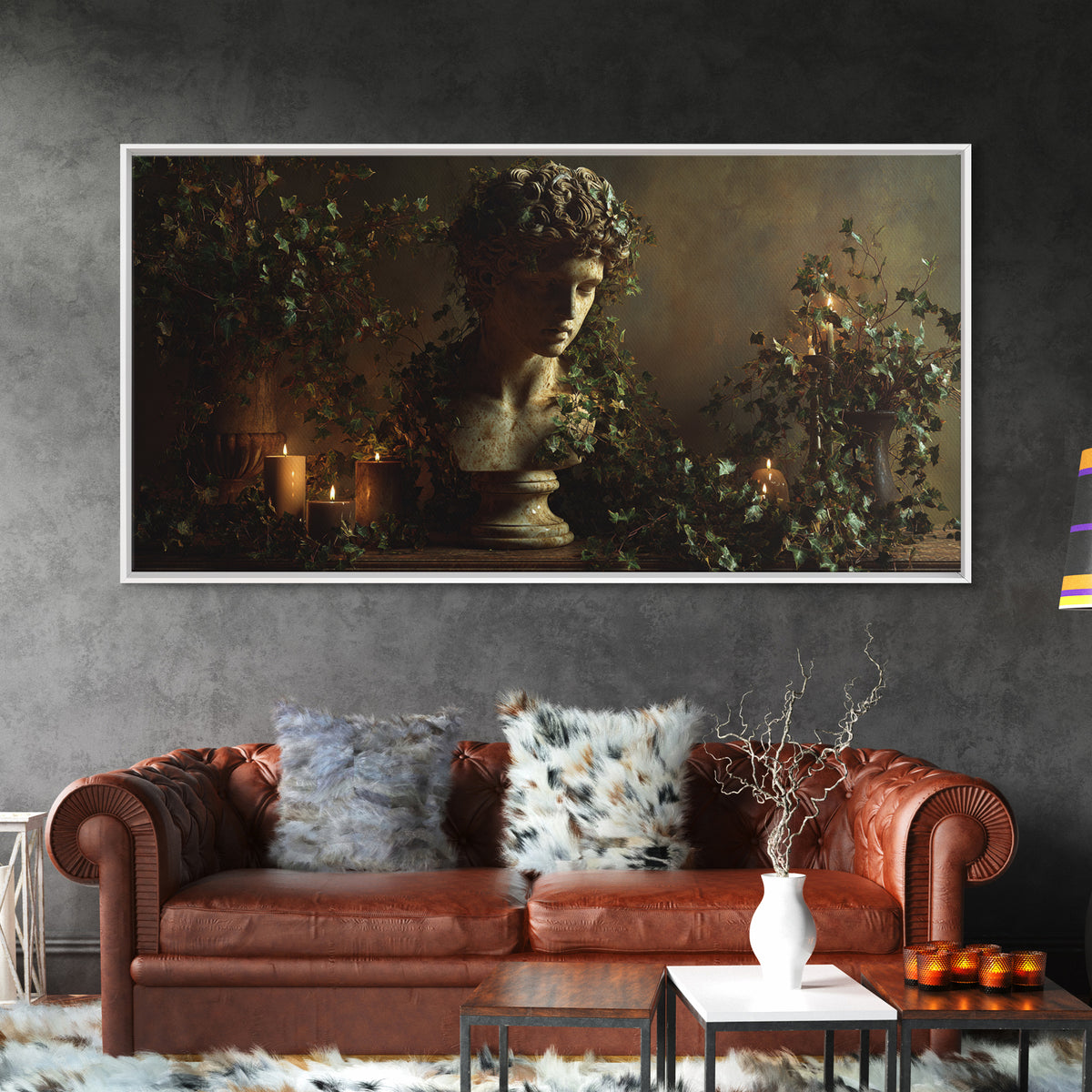 Classical Statue Bust Covered Canvas Print, Renaissanceinspired Art, Unique Wall Art, Living Room Decor, Fine Art, Classic, REN-2x1-63