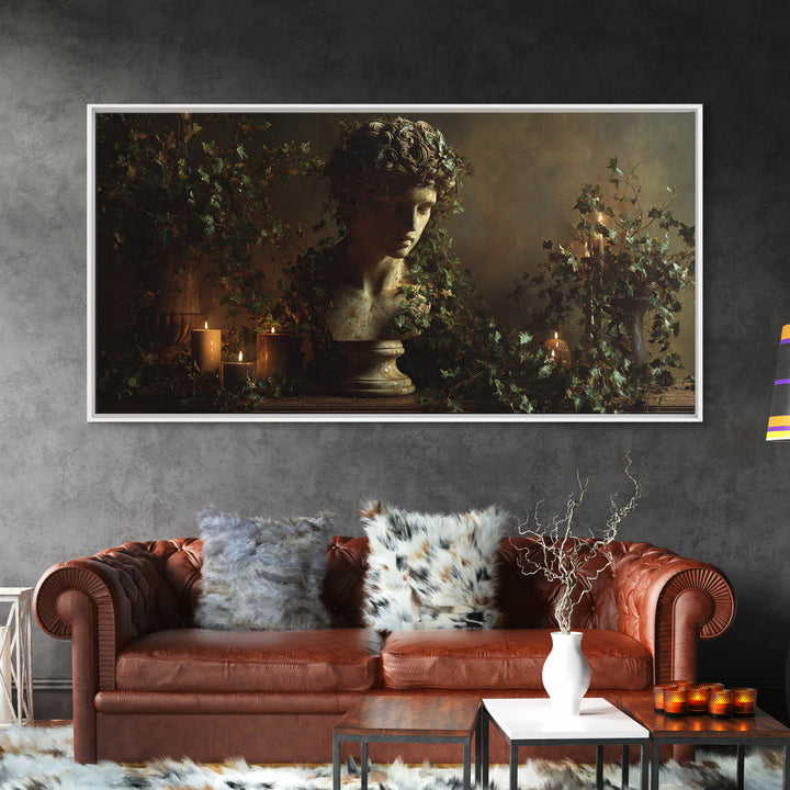 Classical Statue Bust Covered Canvas Print, Renaissanceinspired Art, Unique Wall Art, Living Room Decor, Fine Art, Classic, REN-2x1-63