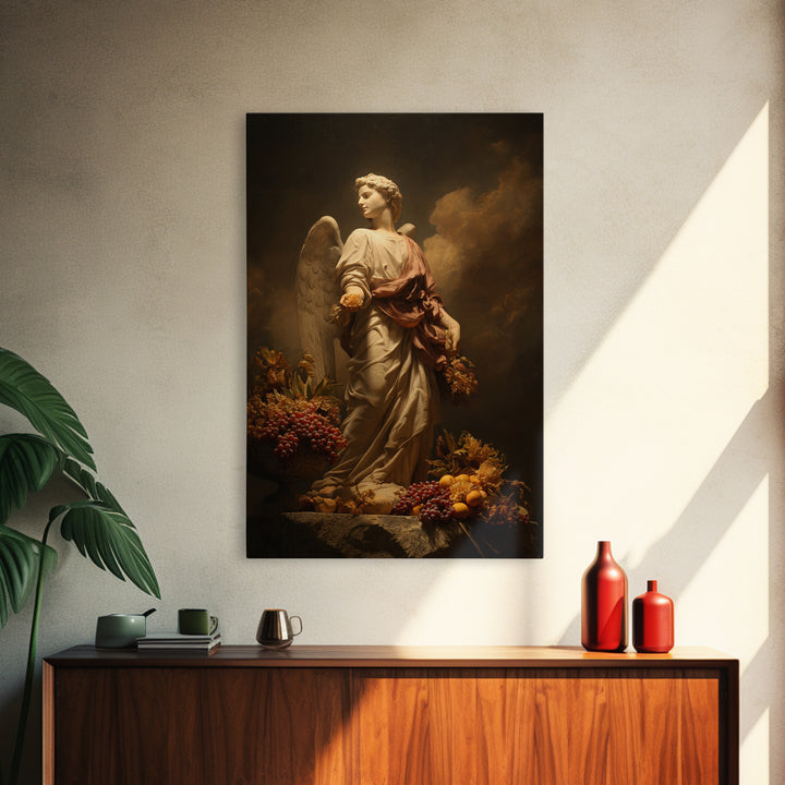 Classical Angel Study Canvas Print, Renaissanceinspired Art, Floral Painting, Living Room Decor, Fine Art, Classic, Art Print, REN-2x3-10