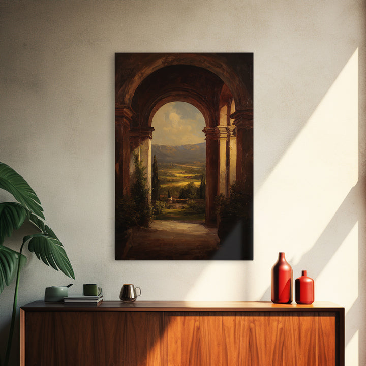 Architectural Arch with Italian Landscape Beyond Canvas Print, Renaissanceinspired Art, Jesus Art, Living Room Decor, Classic, REN-2x3-19