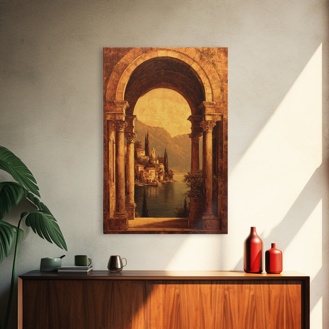 Architectural Arch with Italian Landscape Beyond Canvas Print, Renaissanceinspired Art, Luxury Decor, Living Room Decor, REN-2x3-91