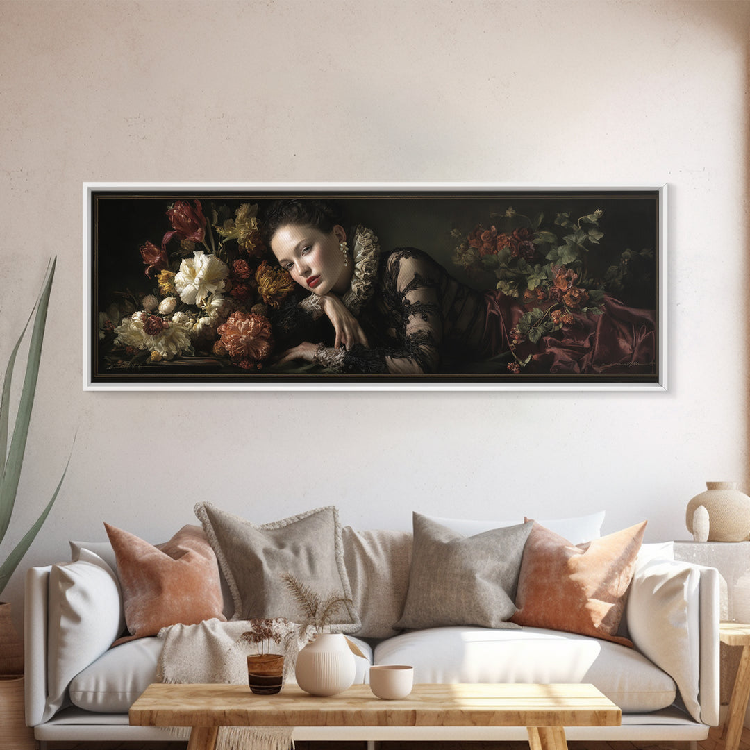 Madonna Like Portrait Canvas Print, Renaissanceinspired Art, Unique Wall Art, Living Room Decor, Classic, Mosaic Wall Art, REN-3x1-41