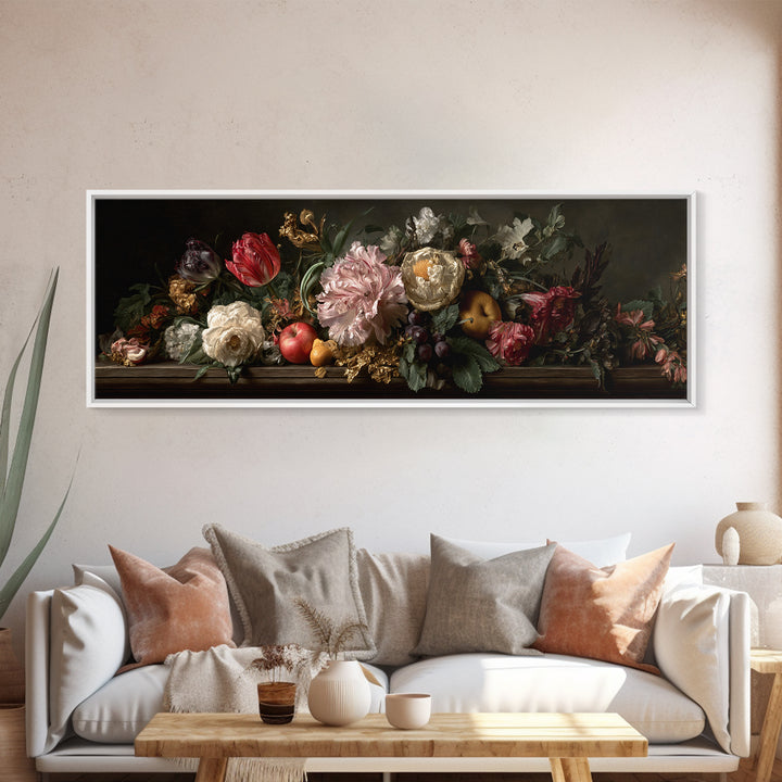 Renaissance Botanical Study Canvas Print, Renaissanceinspired Art, Digital Art, Living Room Decor, Oil Painting, Classic, REN-3x1-71