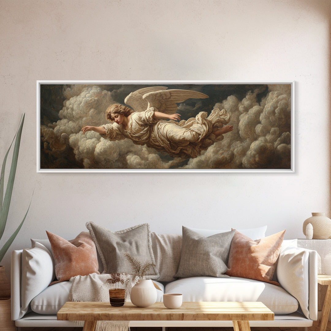 Classical Angel Study Framed Canvas Print, Renaissanceinspired Art, Jesus Art, Living Room Decor, Classic, Fantasy Decor, REN-3x1-90