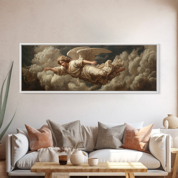 Classical Angel Study Framed Canvas Print, Renaissanceinspired Art, Jesus Art, Living Room Decor, Classic, Fantasy Decor, REN-3x1-90