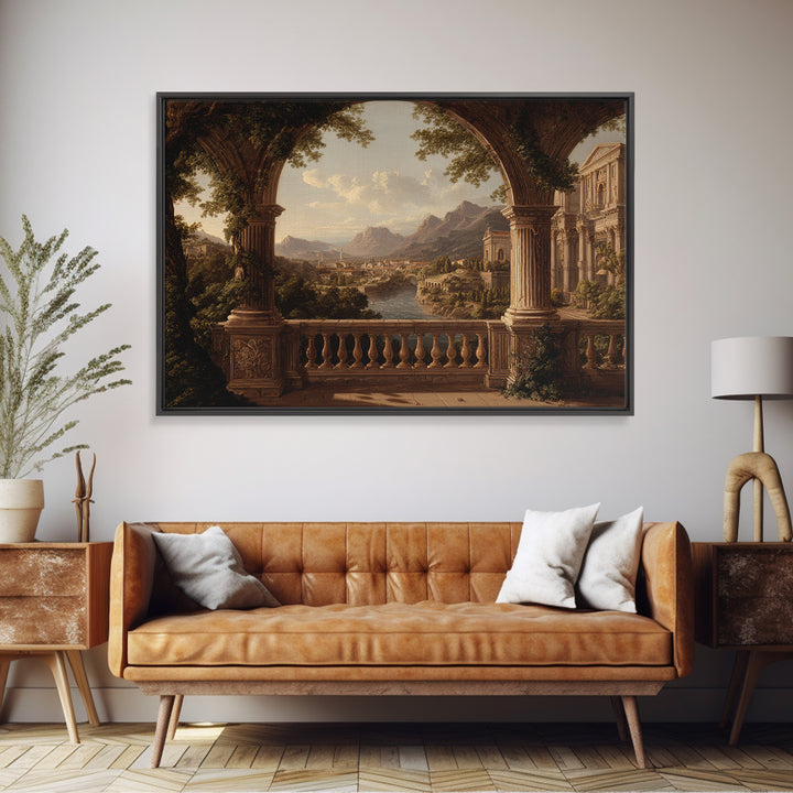 Architectural Arch with Italian Landscape Beyond Canvas Print, Renaissanceinspired Art, Neutral Decor, Living Room Decor, REN-3x2-15