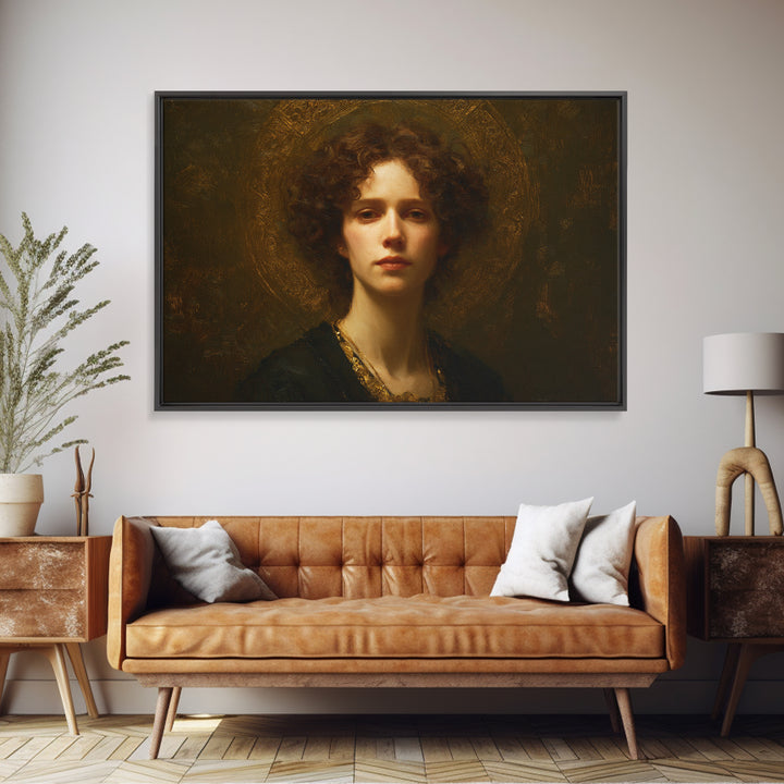 Gold Halo Portrait Canvas Print, Renaissanceinspired Art, Digital Print, Living Room Decor, Fine Art, Classic, Living Room Art, REN-3x2-33