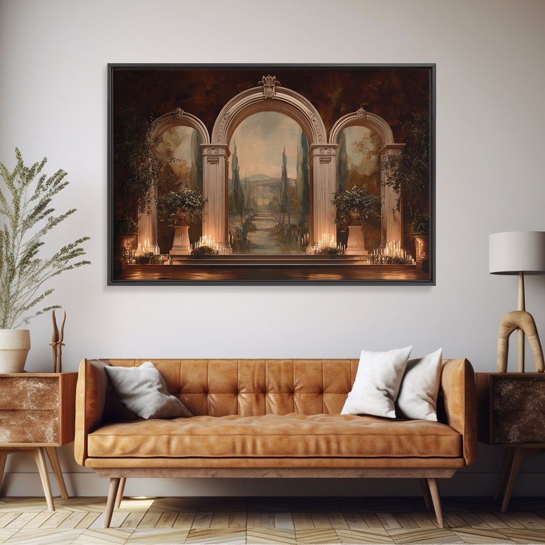 Architectural Arch with Italian Landscape Beyond Canvas Print, Renaissanceinspired Art, Jesus Art, Living Room Decor, Classic, REN-3x2-39