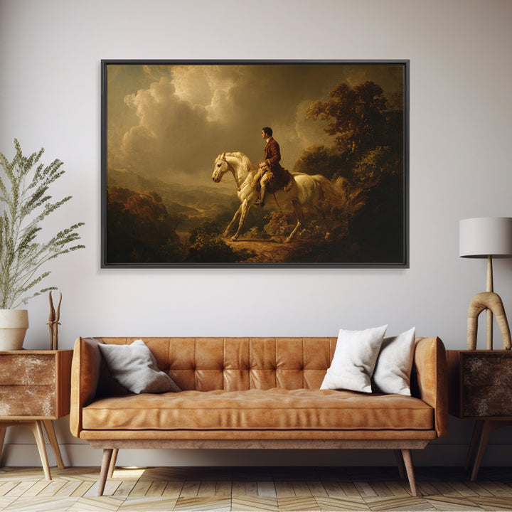 Classical Horse and Rider Framed Canvas Print, Renaissanceinspired Art, Cat Art, Living Room Decor, Fine Art, Classic, REN-3x2-85