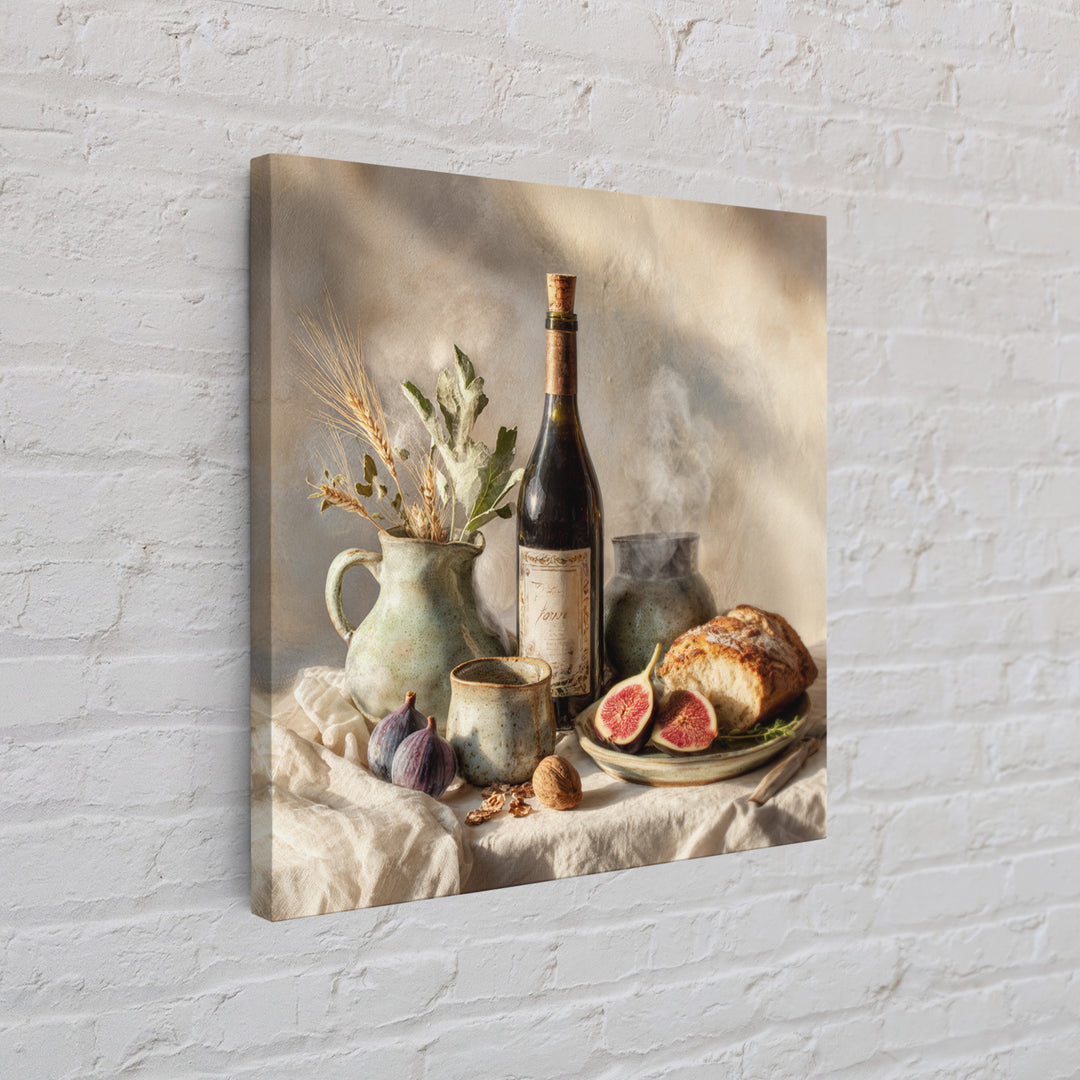 Wine Bottle and Figs Framed Canvas Print, Restaurant Art, Modern Decor, Restaurant Decor, Fine Art, Bistro, Poster, Wall Decor, RES-1x1-1