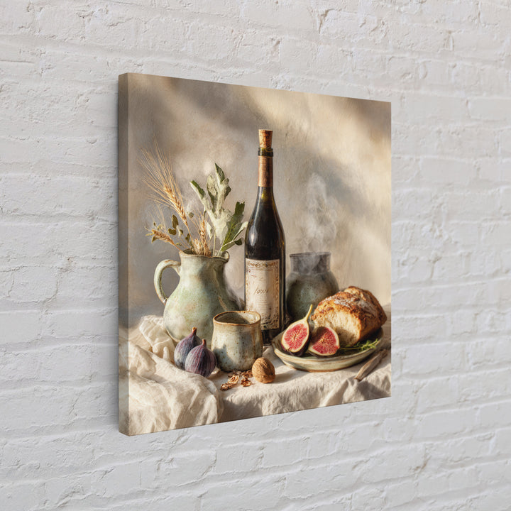 Wine Bottle and Figs Framed Canvas Print, Restaurant Art, Modern Decor, Restaurant Decor, Fine Art, Bistro, Poster, Wall Decor, RES-1x1-1