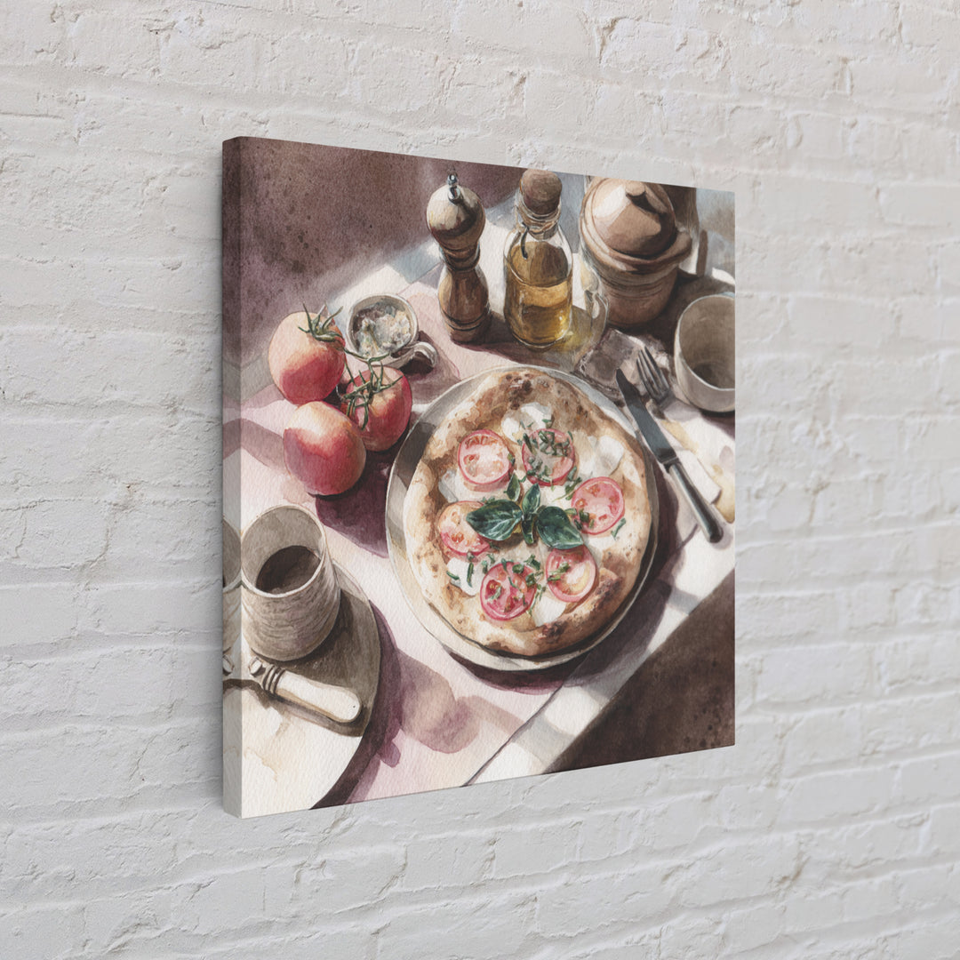 Pizzeria Tomato Basil and Mozzarella Still Life Canvas Print, Restaurant Art, Kitchen Wall Decor, Restaurant Decor, Bistro, RES-1x1-10