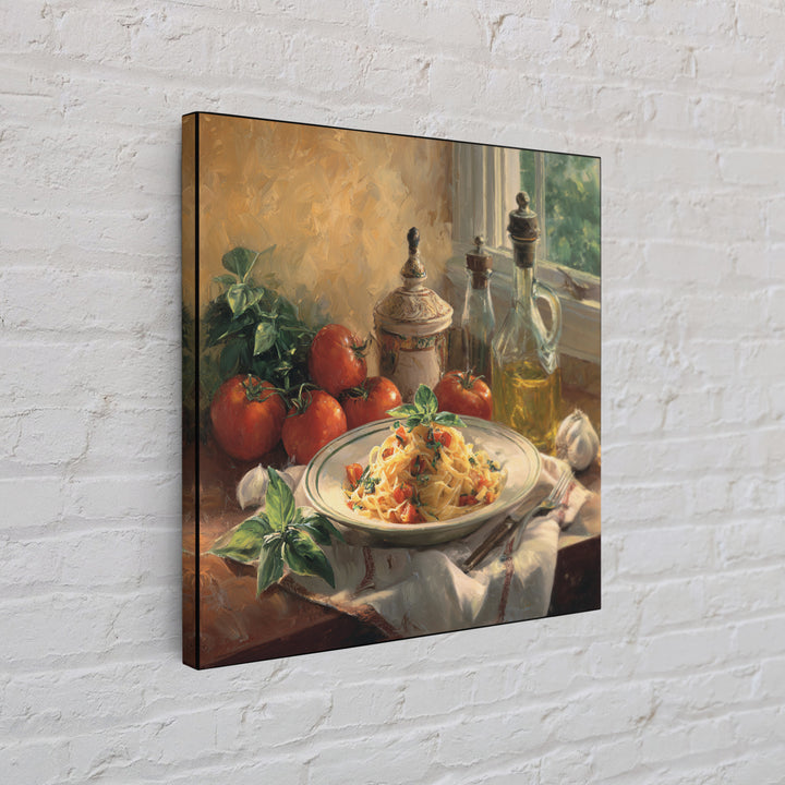 Fresh Pasta with Tomatoes and Basil Framed Canvas Print, Restaurant Art, Canvas Print, Restaurant Decor, Fine Art, Bistro, RES-1x1-2