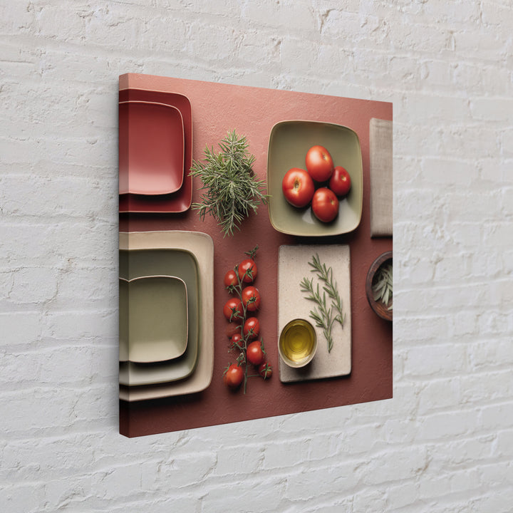 Rooster and Herbs for Farmhouse Restaurant Mood Canvas Print, Restaurant Art, Printable Wall Art, Restaurant Decor, Bistro, RES-1x1-20
