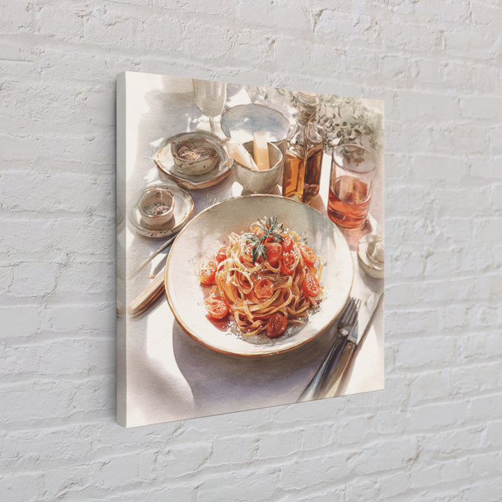 Fresh Pasta with Tomatoes and Basil Canvas Print, Restaurant Art, Cool Wall Art, Restaurant Decor, Fine Art, Bistro, RES-1x1-26