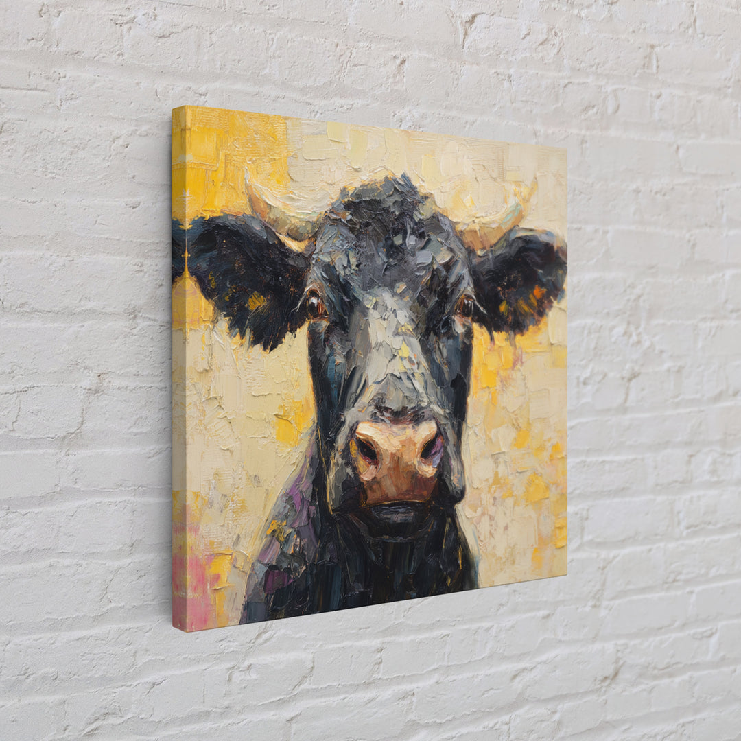 Steakhouse Black and Gold Bull Portrait Canvas Print, Restaurant Art, Living Room Decor, Restaurant Decor, Fine Art, Bistro, RES-1x1-31