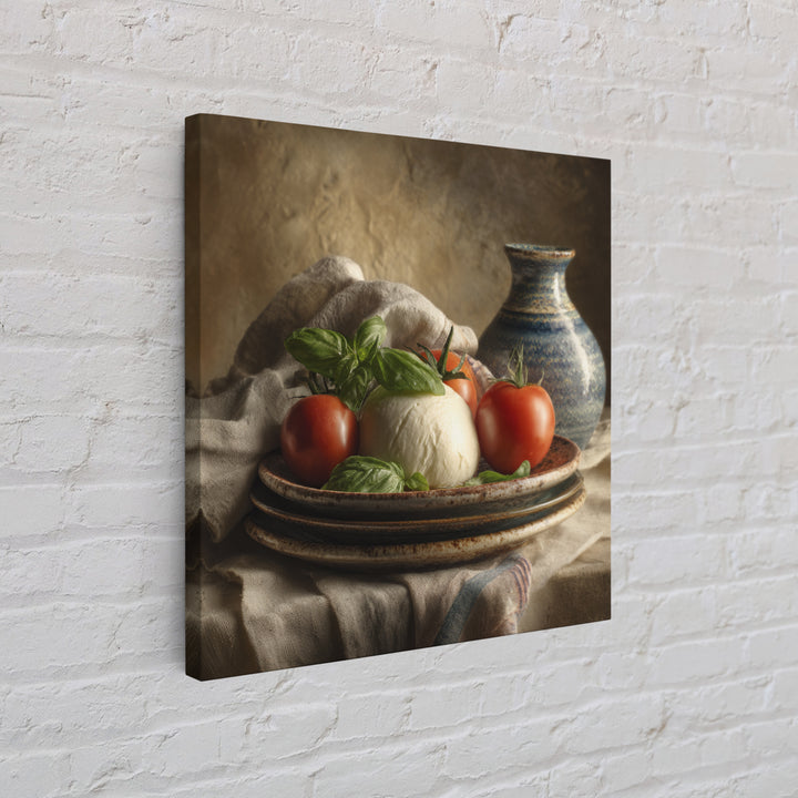 Pizzeria Tomato Basil and Mozzarella Still Life Framed Canvas Print, Restaurant Art, Bar Decor, Restaurant Decor, RES-1x1-34