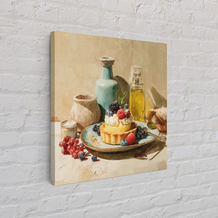 Dessert Tart with Berries and Cream Framed Canvas Print, Restaurant Art, Room Decor, Restaurant Decor, Fine Art, Bistro, RES-1x1-40
