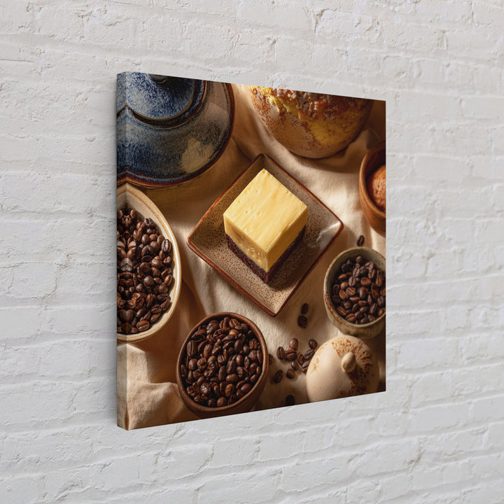 Coffee Beans and Pastry Arrangement Framed Canvas Print, Restaurant Art, Stained Glass Art, Restaurant Decor, Fine Art, Bistro, RES-1x1-46