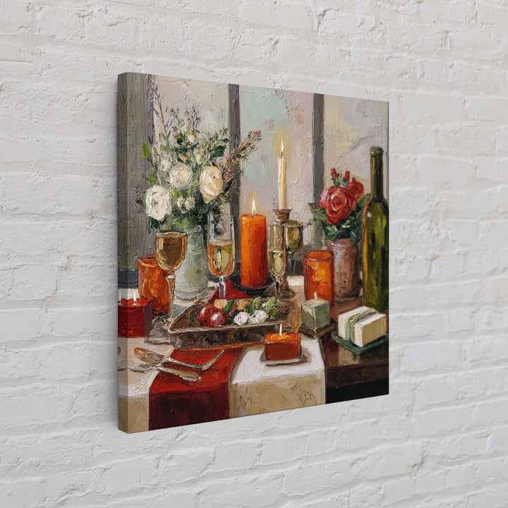 Elegant Table Objects Framed Canvas Print, Restaurant Art, Wall Decor, Restaurant Decor, Oil Painting, Bistro, Farmhouse Decor, RES-1x1-48