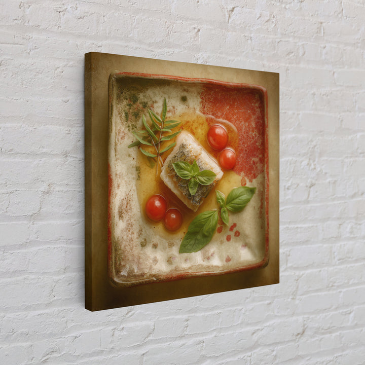 Sushi Fish and Ceramic Plate Composition Canvas Print, Restaurant Art, Fine Art Print, Restaurant Decor, Fine Art, Bistro, RES-1x1-5