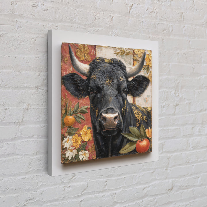 Steakhouse Black and Gold Bull Portrait Canvas Print, Restaurant Art, Bar Decor, Restaurant Decor, Fine Art, Bistro, RES-1x1-55