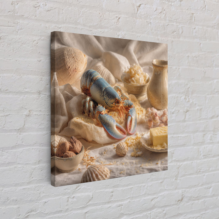 Seafood Lobster and Shell Arrangement Framed Canvas Print, Restaurant Art, Kitchen Decor, Restaurant Decor, Fine Art, Bistro, RES-1x1-56