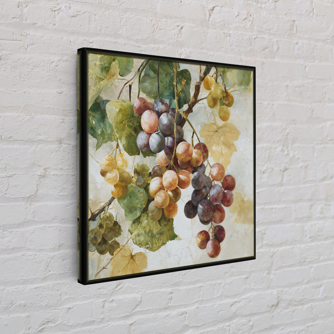 Wine Grapevine Botanical Study Framed Canvas Print, Restaurant Art, Neutral Decor, Restaurant Decor, Oil Painting, Bistro, RES-1x1-63