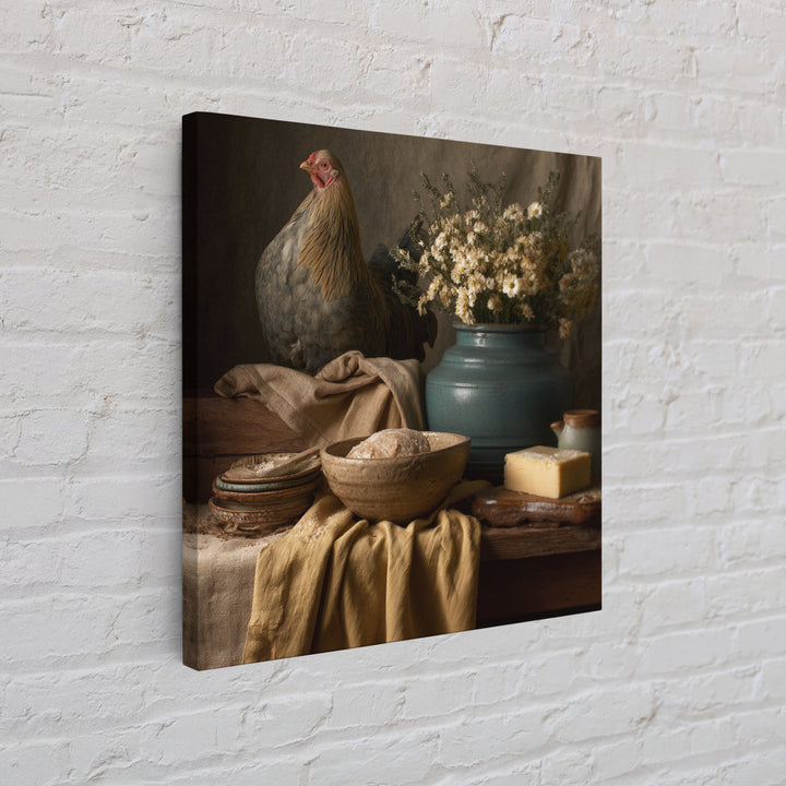 Rooster and Herbs for Farmhouse Restaurant Mood Framed Canvas Print, Restaurant Art, Canvas Print, Restaurant Decor, Bistro, RES-1x1-68