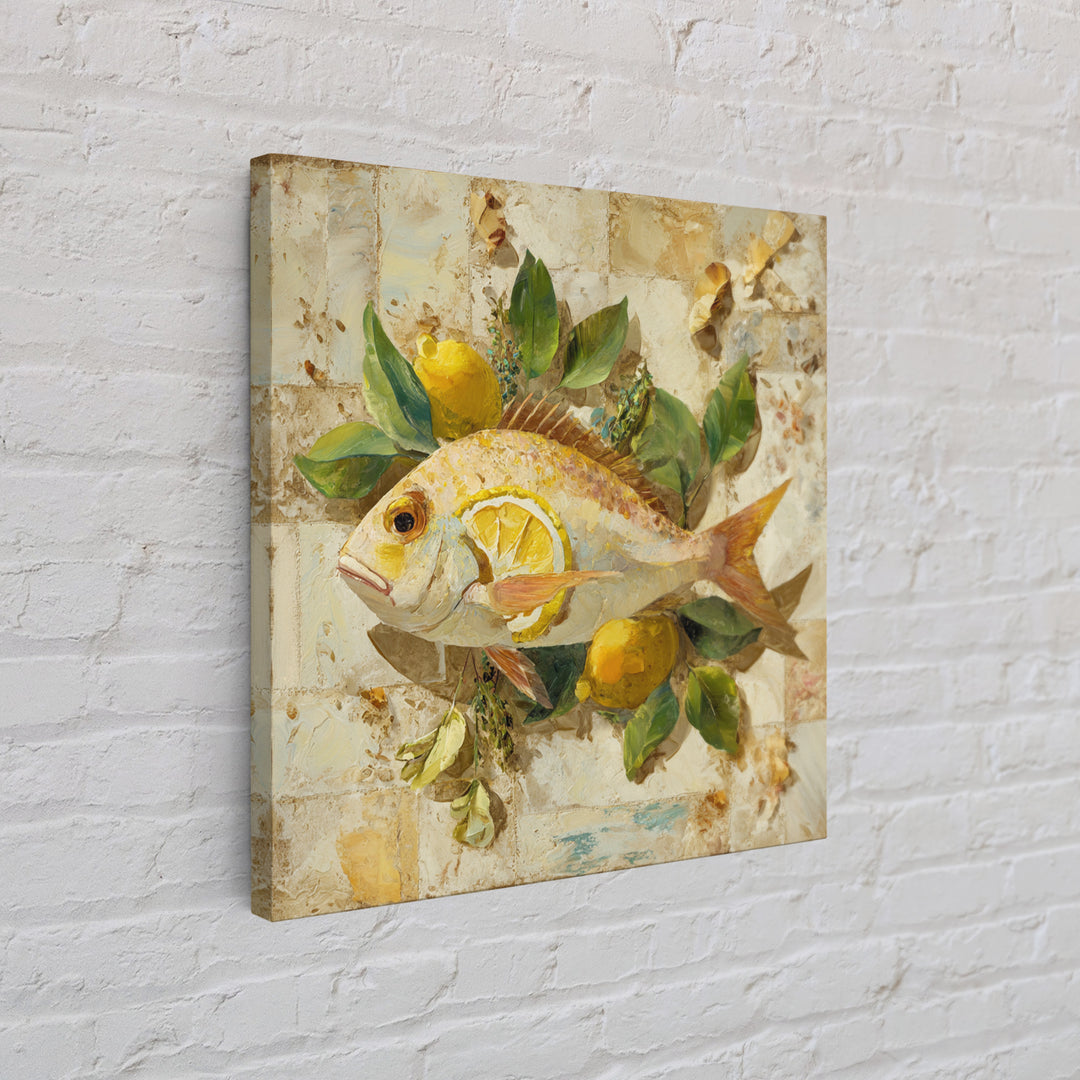 Fresh Fish with Lemon and Herbs Framed Canvas Print, Restaurant Art, Cool Wall Art, Restaurant Decor, Fine Art, Bistro, RES-1x1-71