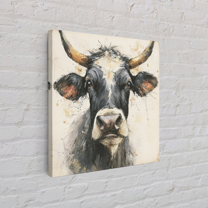 Steakhouse Black and Gold Bull Portrait Framed Canvas Print, Restaurant Art, Boho Decor, Restaurant Decor, Fine Art, Bistro, RES-1x1-79