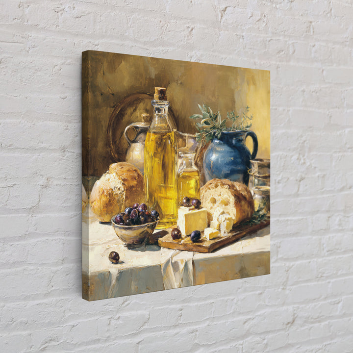 Mediterranean Olives Bread and Cheese Board Canvas Print, Restaurant Art, Statement Artwork, Restaurant Decor, Fine Art, Bistro, RES-1x1-9