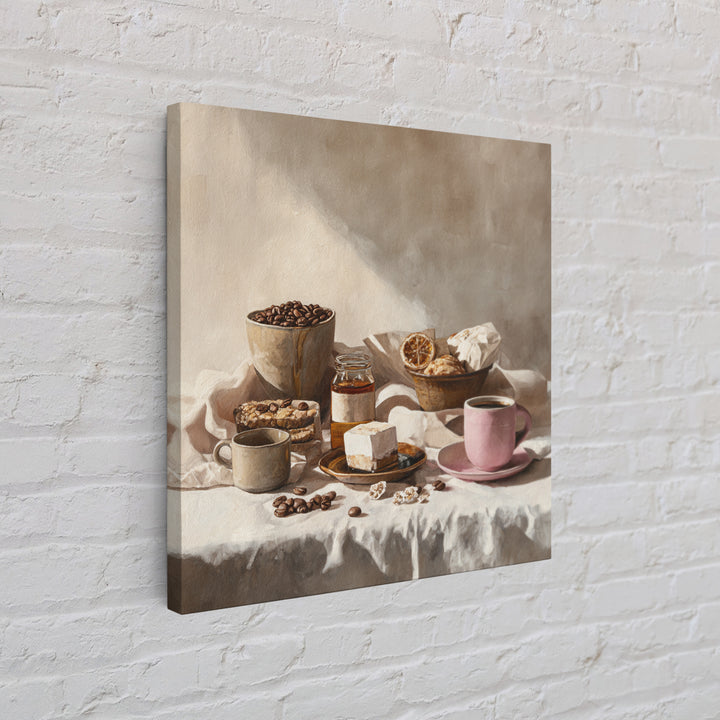 Coffee Beans and Pastry Arrangement Canvas Print, Restaurant Art, Modern Decor, Restaurant Decor, Fine Art, Bistro, Poster, RES-1x1-94