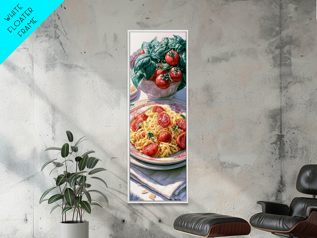 Fresh Pasta with Tomatoes and Basil Canvas Print, Restaurant Art, Gallery Decor, Restaurant Decor, Fine Art, Bistro, Wall Art, RES-1x3-14