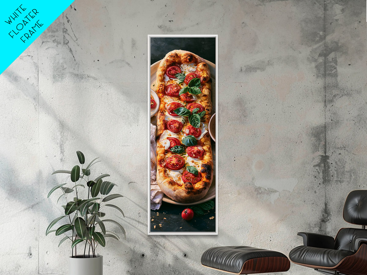 Pizzeria Tomato Basil and Mozzarella Still Life Canvas Print, Restaurant Art, Stained Glass Art, Restaurant Decor, Bistro, RES-1x3-22
