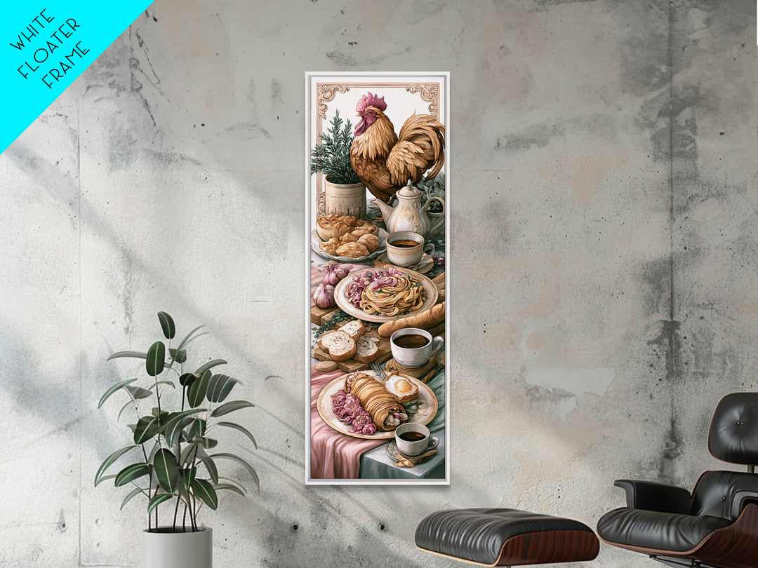 Rooster and Herbs for Farmhouse Restaurant Mood Canvas Print, Restaurant Art, Printable Wall Art, Restaurant Decor, Bistro, RES-1x3-32