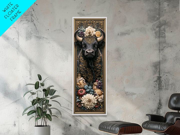 Steakhouse Black and Gold Bull Portrait Canvas Print, Restaurant Art, Living Room Decor, Restaurant Decor, Fine Art, Bistro, RES-1x3-43