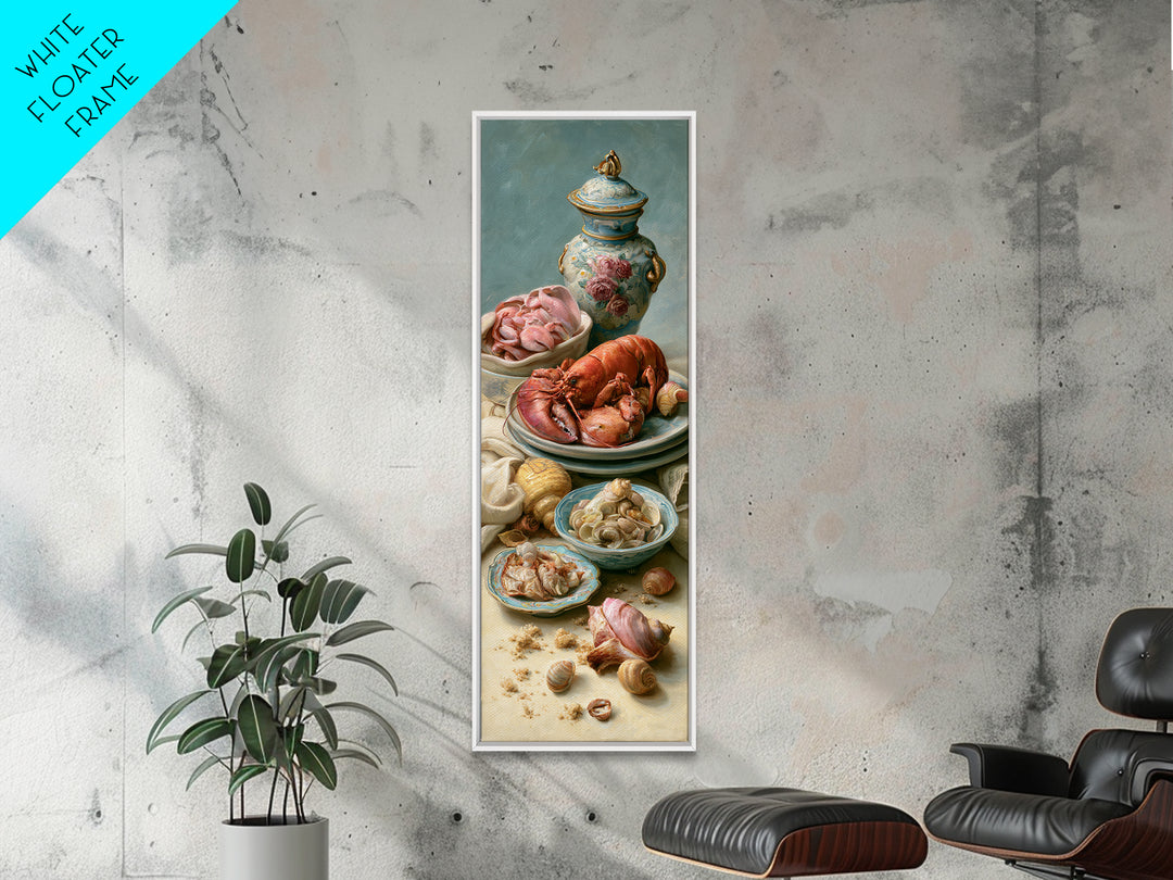 Seafood Lobster and Shell Arrangement Canvas Print, Restaurant Art, Large Wall Art, Restaurant Decor, Fine Art, Bistro, RES-1x3-44