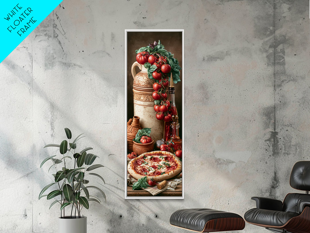Pizzeria Tomato Basil and Mozzarella Still Life Framed Canvas Print, Restaurant Art, Modern Decor, Restaurant Decor, Bistro, RES-1x3-46