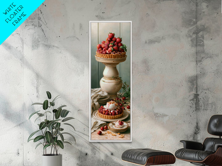 Dessert Tart with Berries and Cream Framed Canvas Print, Restaurant Art, Canvas Wall Art, Restaurant Decor, Fine Art, Bistro, RES-1x3-52