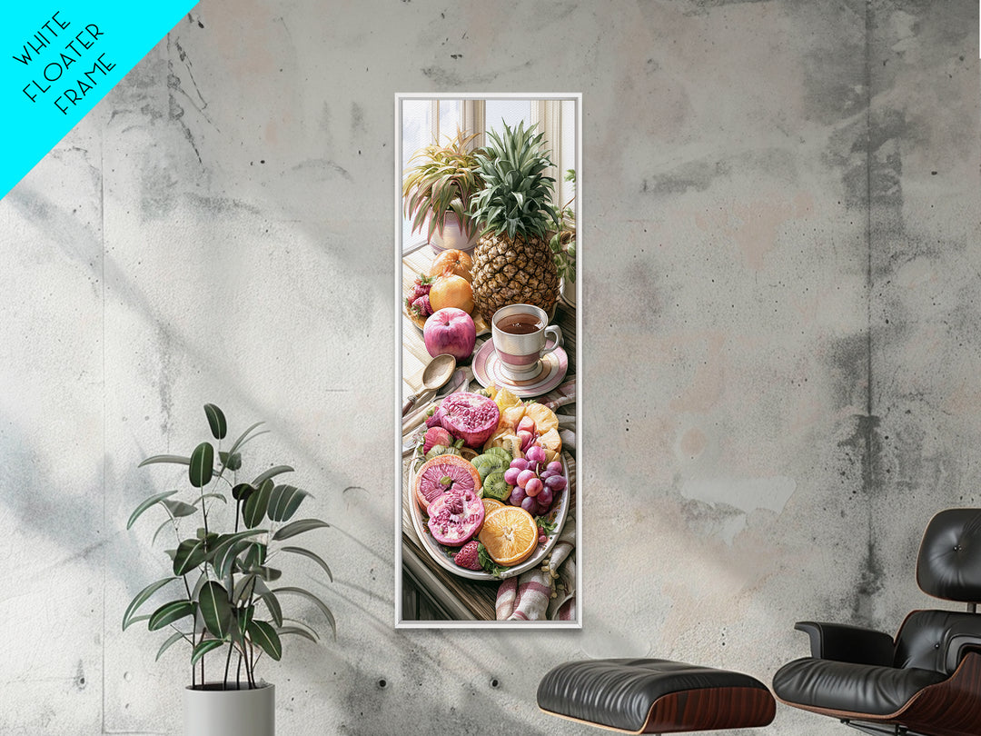 Tropical Fruit Platter Framed Canvas Print, Restaurant Art, Food Art, Restaurant Decor, Oil Painting, Bistro, Minimalist Decor, RES-1x3-54