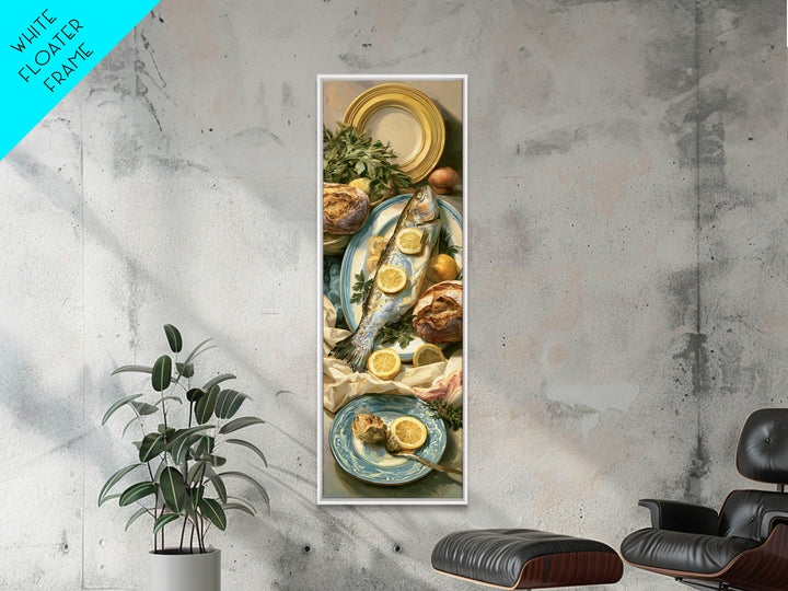Fresh Fish with Lemon and Herbs Canvas Print, Restaurant Art, Canvas Print, Restaurant Decor, Bistro, Statement Artwork, RES-1x3-59
