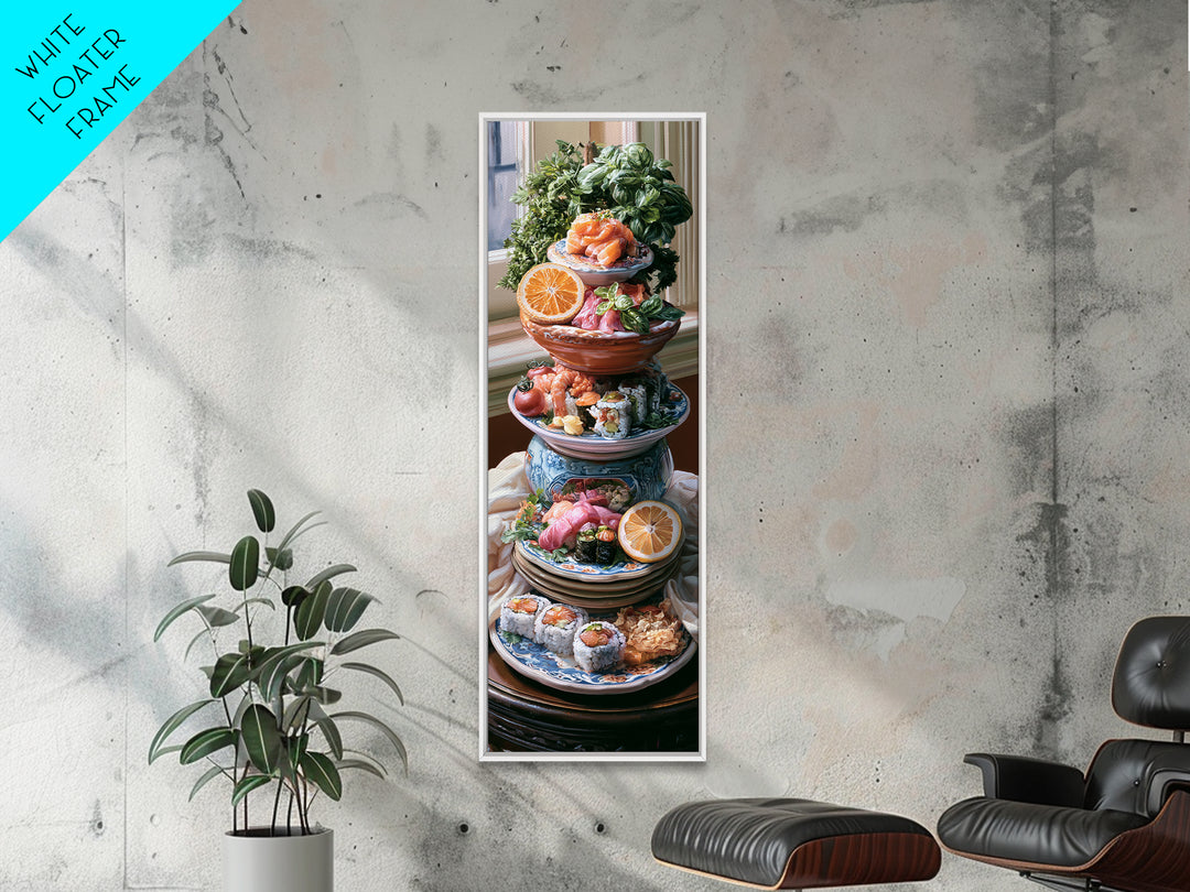 Sushi Fish and Ceramic Plate Composition Canvas Print, Restaurant Art, Printable Wall Art, Restaurant Decor, Fine Art, Bistro, RES-1x3-65