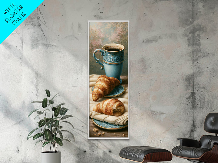 French Bistro Coffee and Croissant Still Life Canvas Print, Restaurant Art, Luxury Decor, Restaurant Decor, Bistro, RES-1x3-66