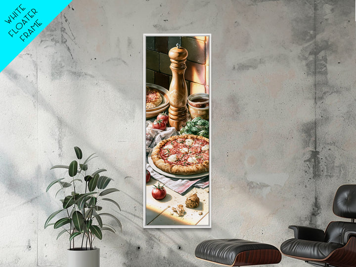 Pizzeria Tomato Basil and Mozzarella Still Life Framed Canvas Print, Restaurant Art, Modern Decor, Restaurant Decor, Bistro, RES-1x3-70