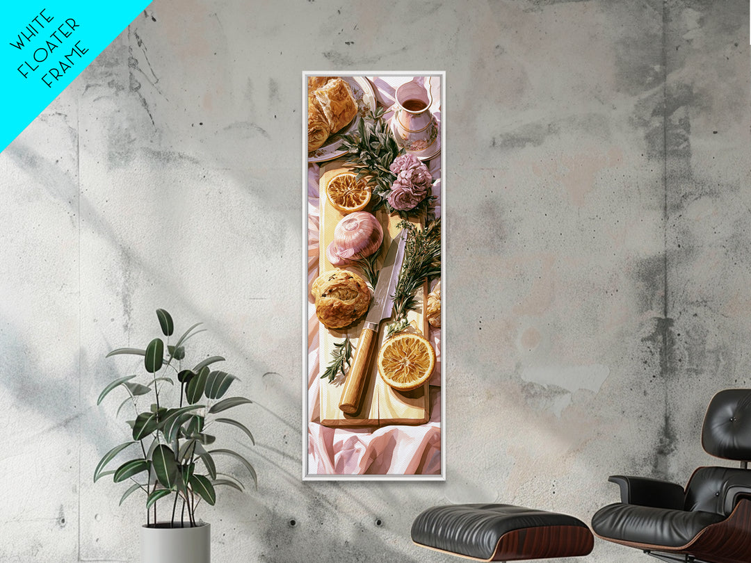 Chef Knife Herbs and Cutting Board Still Canvas Print, Restaurant Art, Digital Print, Restaurant Decor, Fine Art, Bistro, RES-1x3-73